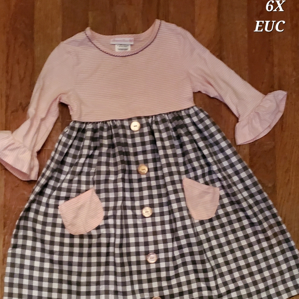 Bonnie Jean Pink and Black Casual Dress 6X
